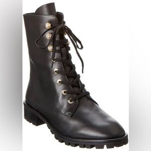 Stuart Weitzman Laine Pearl Leather Combat Boot 8.5